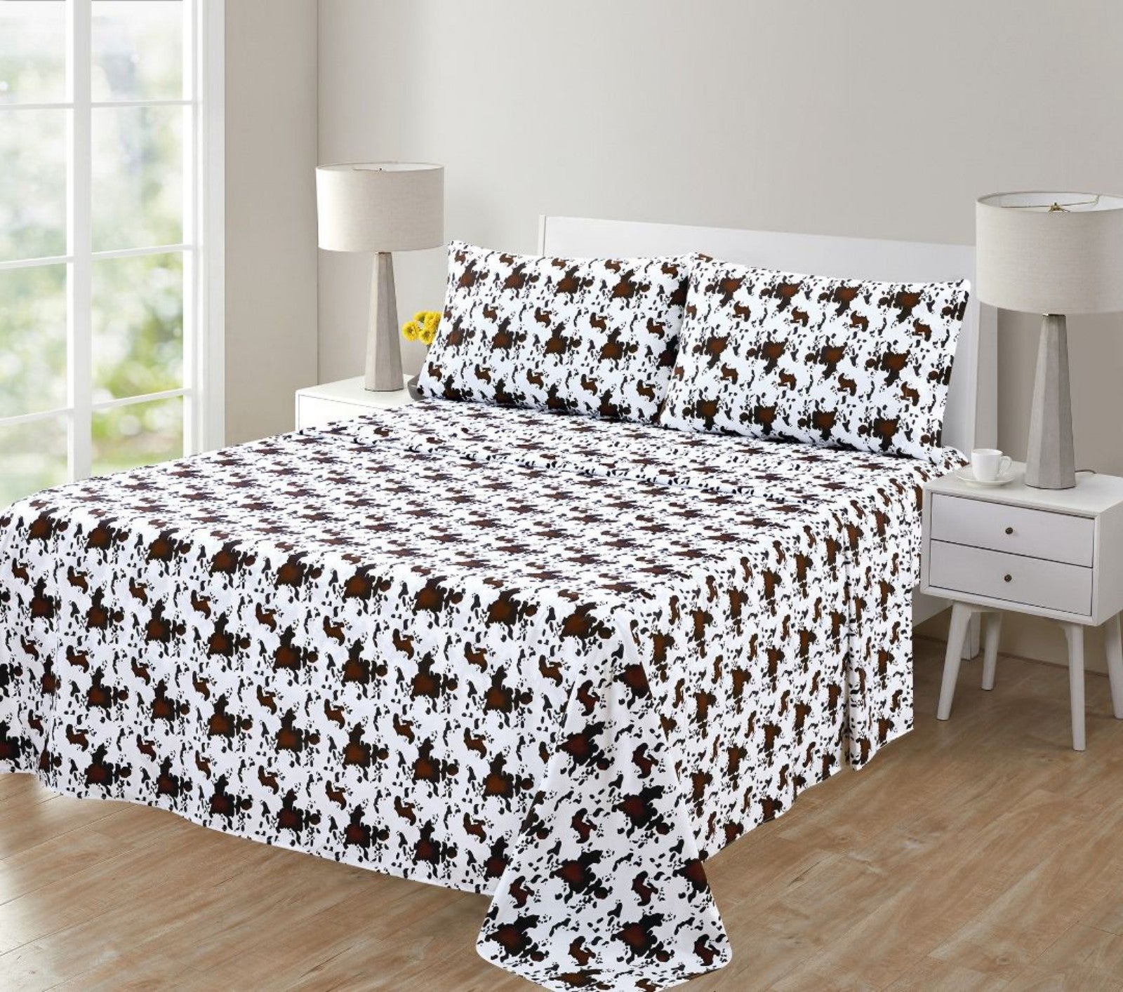 King 4pc bedsheets set fitted sheet flat sheet and 2pillowcases free shipping