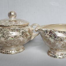 Lady Pearlwick 22k Gold Creamer & Sugar Bowl