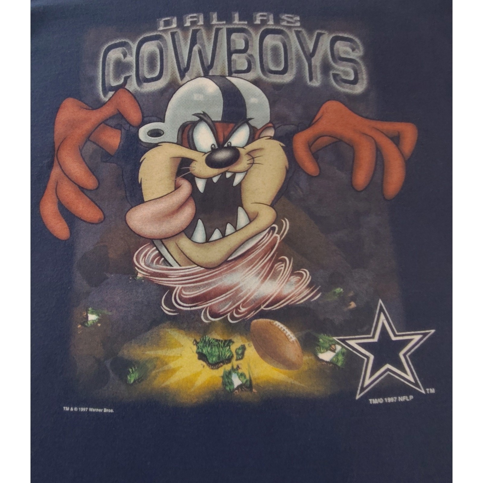 Dallas Cowboys Warner Bros Taz T Shirt XL Vintage Hanes Heavy Nostalgia NFL USA