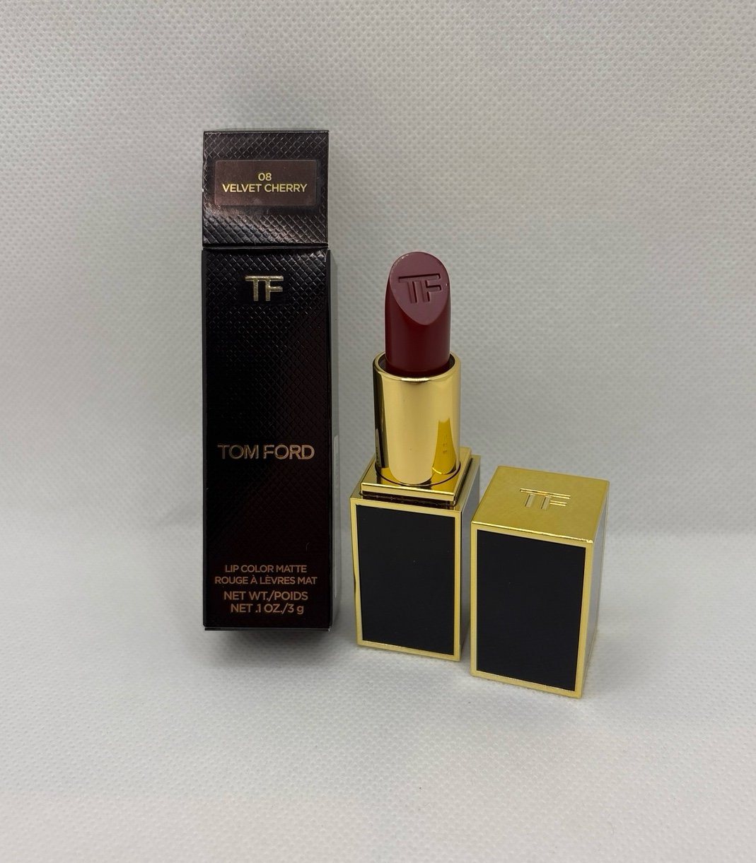 TOM FORD Lip Color Matte Lipstick ~ 08 VELVET CHERRY ~ 0.1oz/3g Full Size NIB
