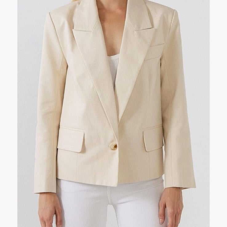 English Factory One Button Beige Blazer
