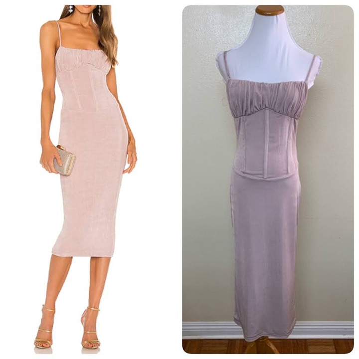 Misha Revolve Denisa Midi Dress Size US 6/AU 10 in Dusty Rose 347