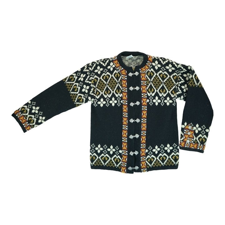 Vintage DIRDALSTRIKK Wool Cardigan Hippie Scandinavian Sweater Size 48