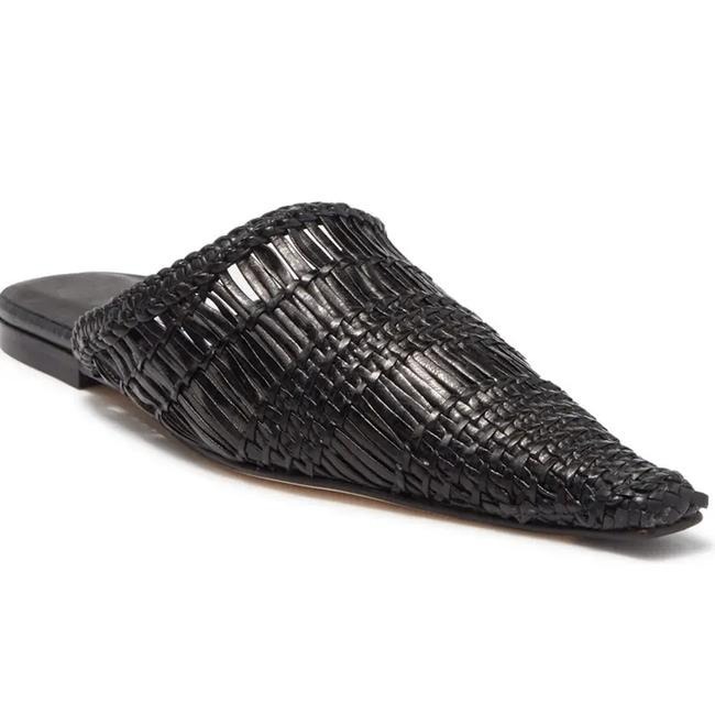 NWOB Miista Black Erica Woven black Leather Mules/Slides Size 38