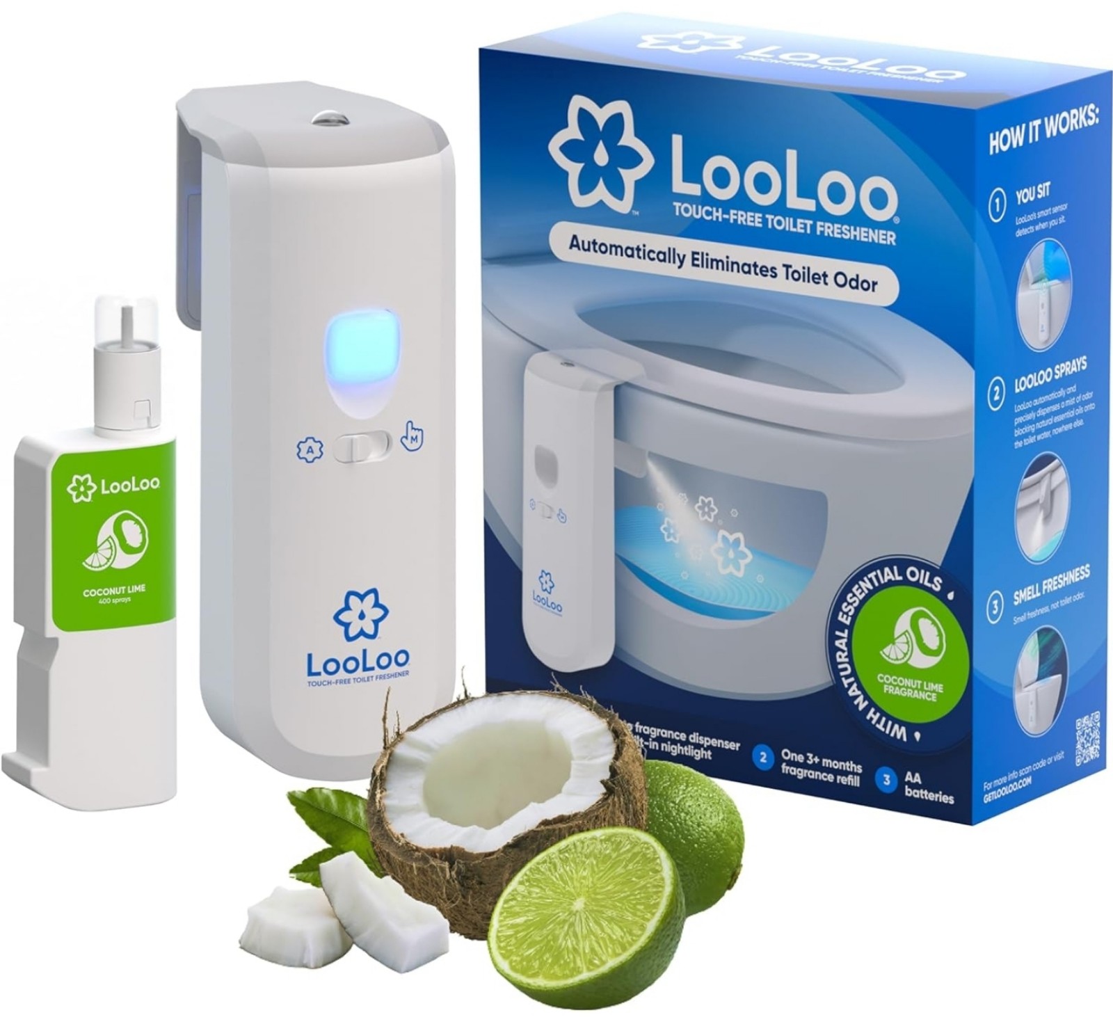 **Lot of 2**LooLoo Fragrance Refill for LooLoo Dispenser Coconut lime