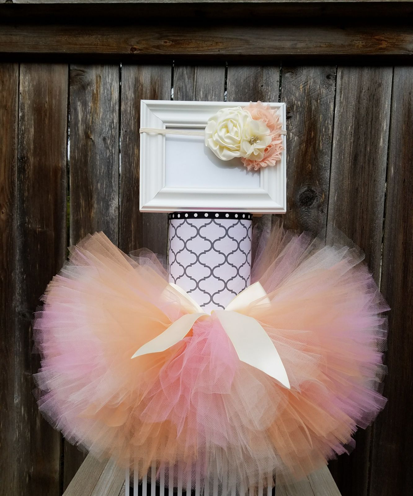 PINK PEACH IVORY BABY TUTU SIZE 12 MONTH