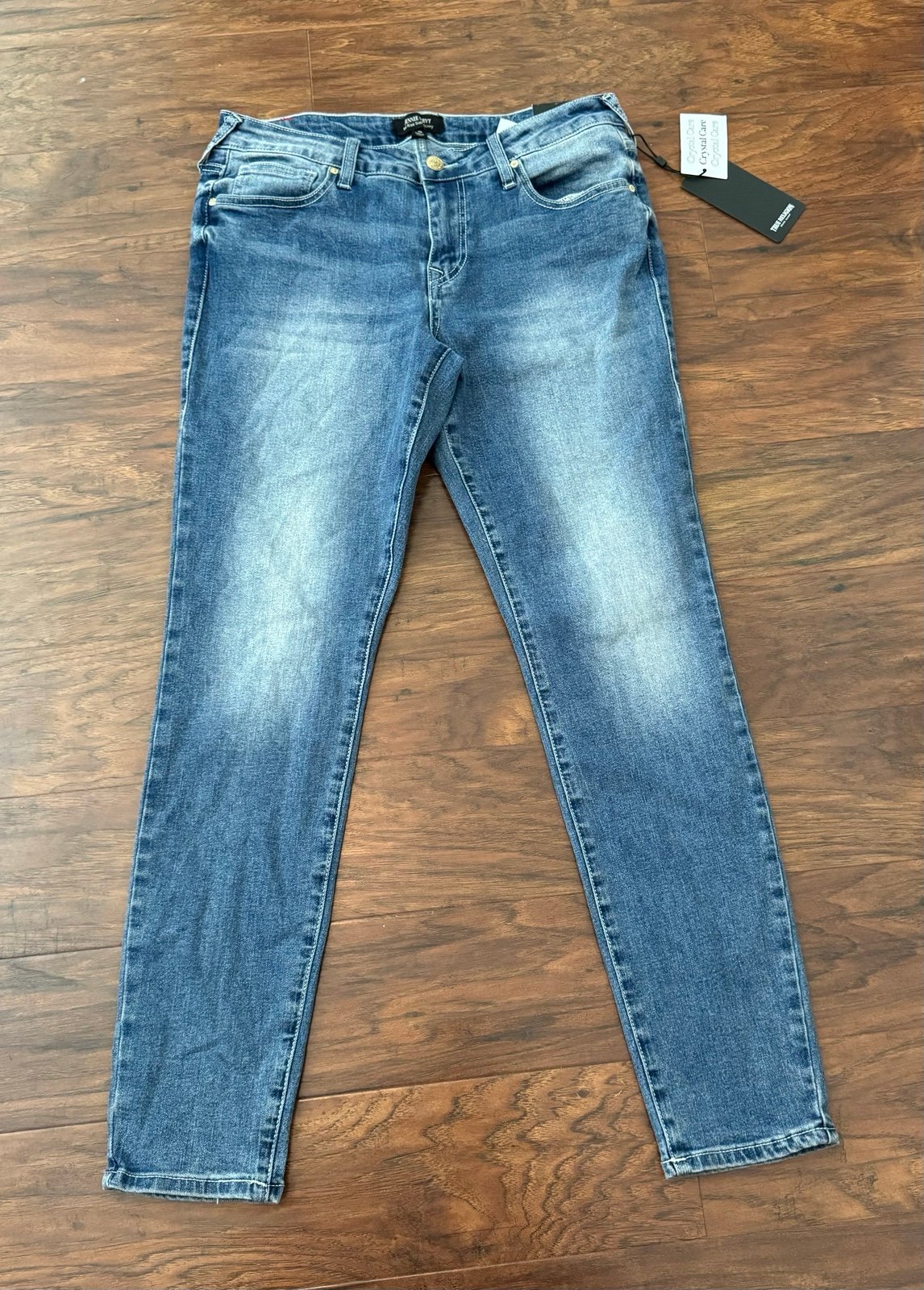 TRUE RELIGION JENNIE CRYSTAL HS SKINNY JEAN MID RISE NWT SIZE 28 GOLD RHINESTONE