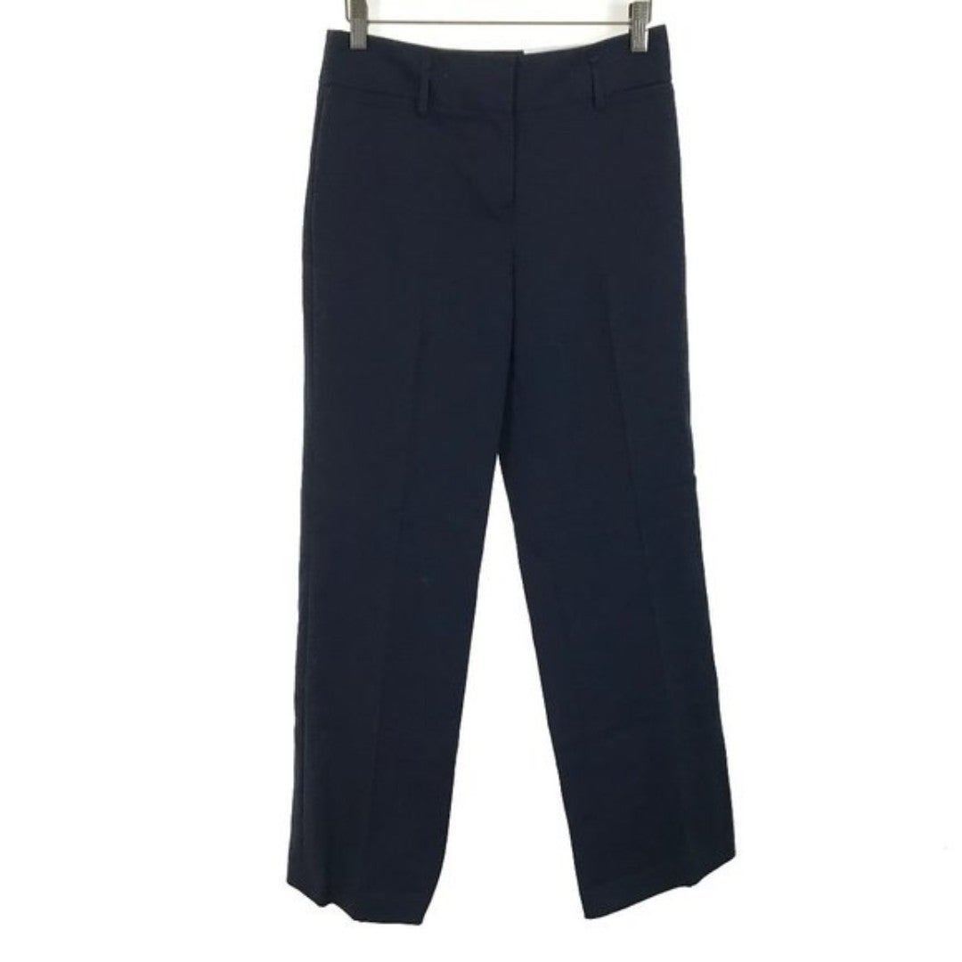 NWT Womens Size 2 2x32 Ann Taylor LOFT Navy Blue Laura Straight-Leg Trouser Pant
