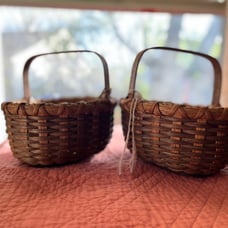 Set of 2 Vintage Wicker Baskets OOAK Handmade in North Carolina