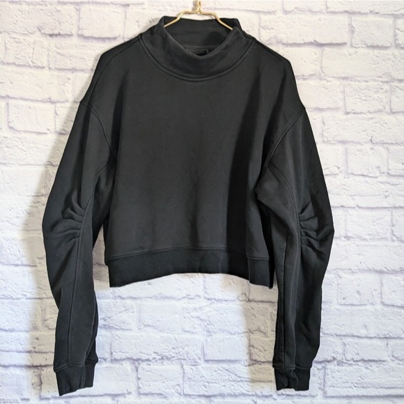 Popflex Uptown Mock Neck Sweatshirt M Black Wendy's Lookbook Pullover Athleisure