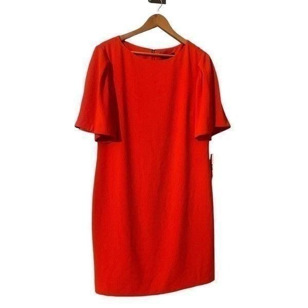 Alex Marie Women 12 Oversized Sleeve Lillian Dress Solid Hot Red Knee Length New