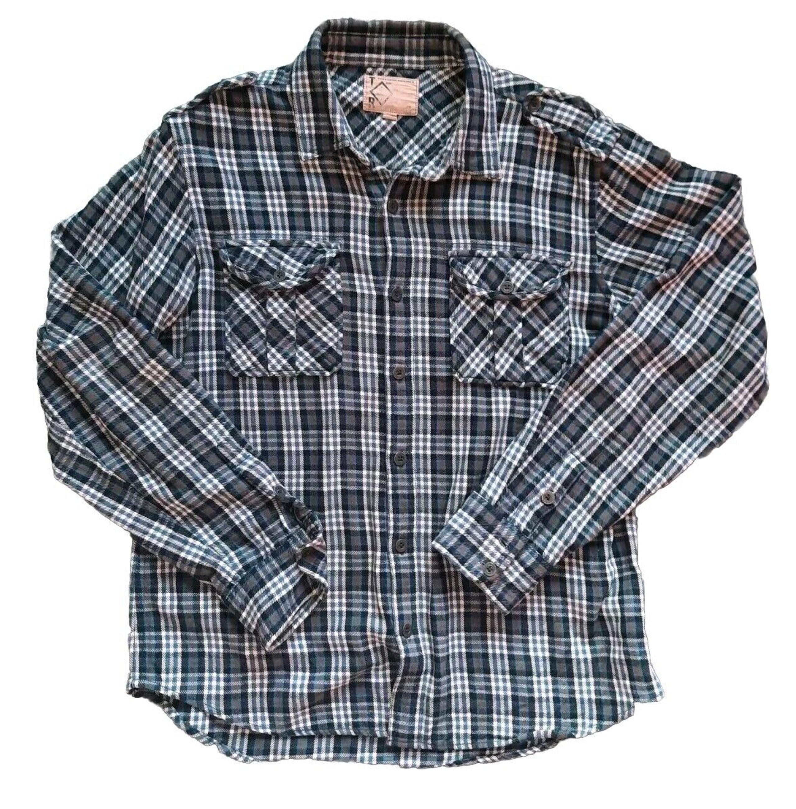 True Religion Gray Plaid Thick Flannel LS Button-Down Shirt Men’s Size: 2XL