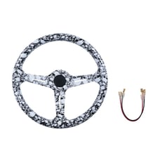 BRAND NEW UNIVERSAL 350MM Skull Graphic Acrylic Deep Dish 6 Holes Steering Wheel