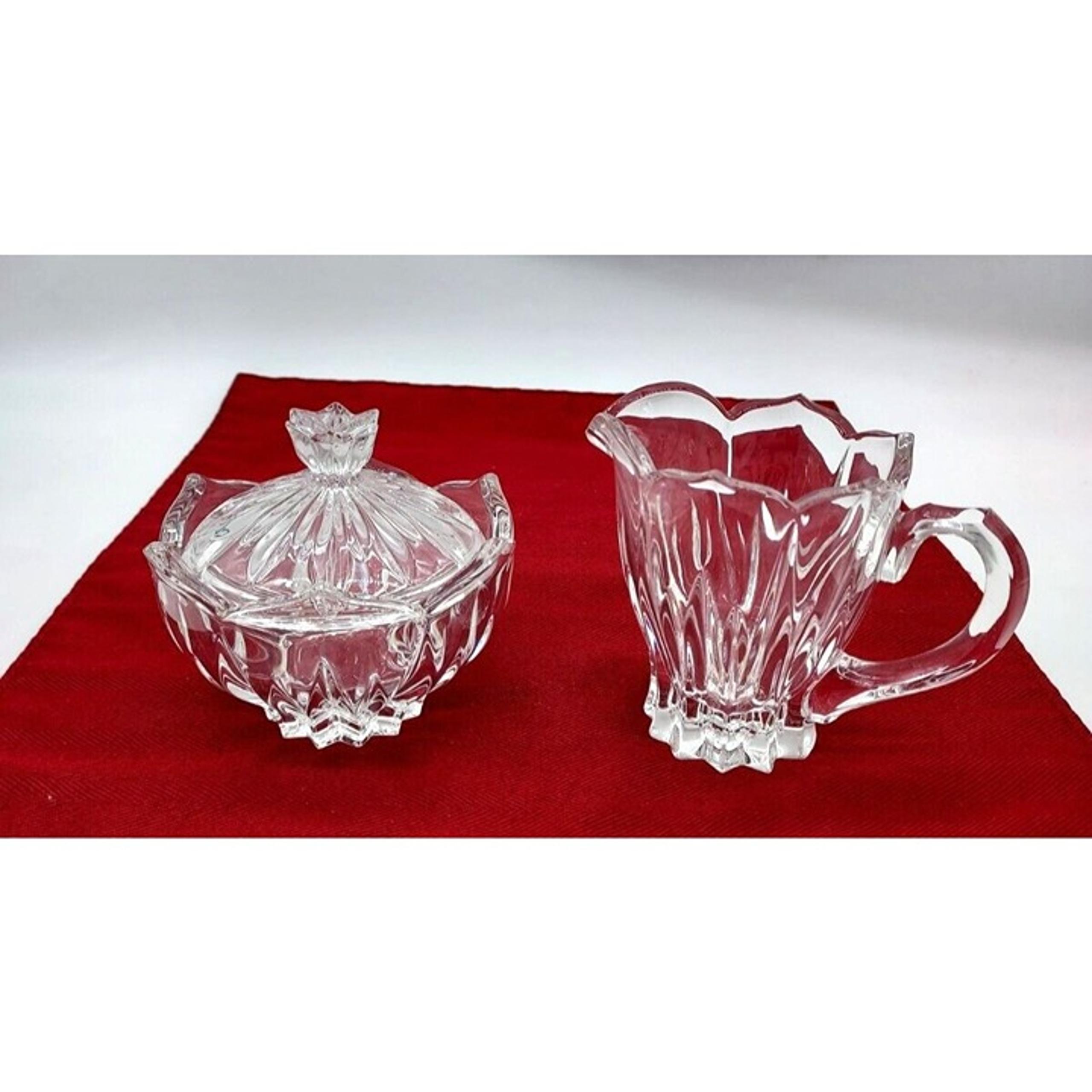 Gorham Lotus Crystal Sugar and Creamer Set Made in Germany Style #C315