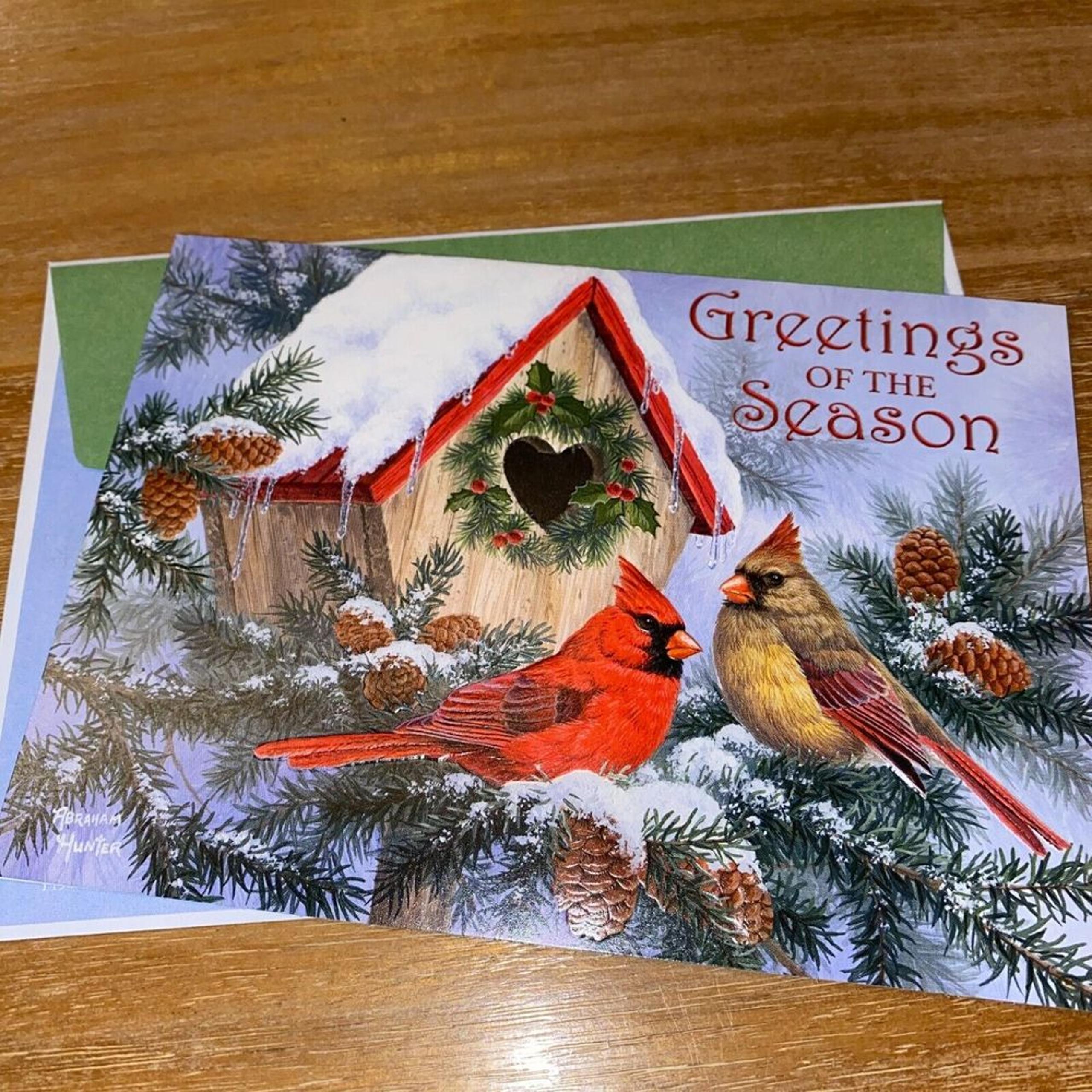 Habitat Hope Greeting the Season Winter Cardinalidae Birds House Christmas Card
