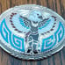 Sterling Silver Belt Buckle with Turquoise and Coral