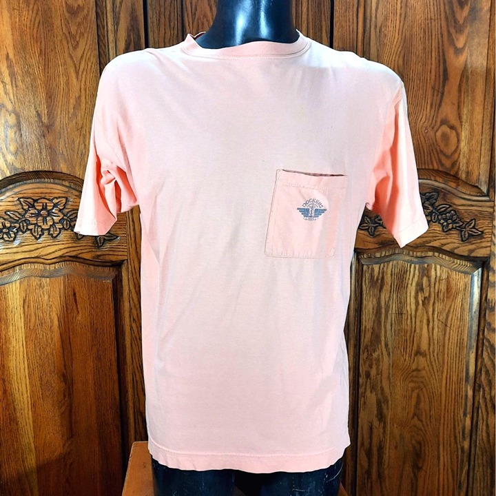 Vintage Levi's Dockers Mens M Short Sleeve Peach Logo Shirt 1980s