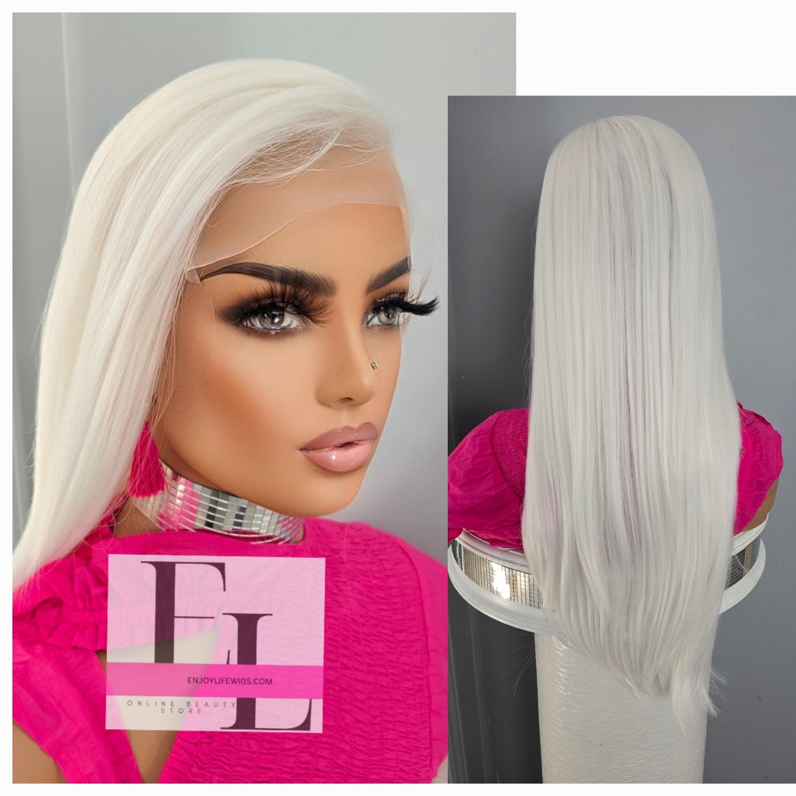 Human hair Platinum white HD Lace front wig