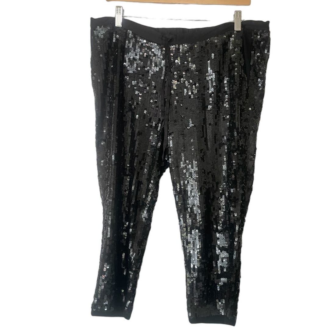 Gryphon NY Black Sequined Joggers, Size 2