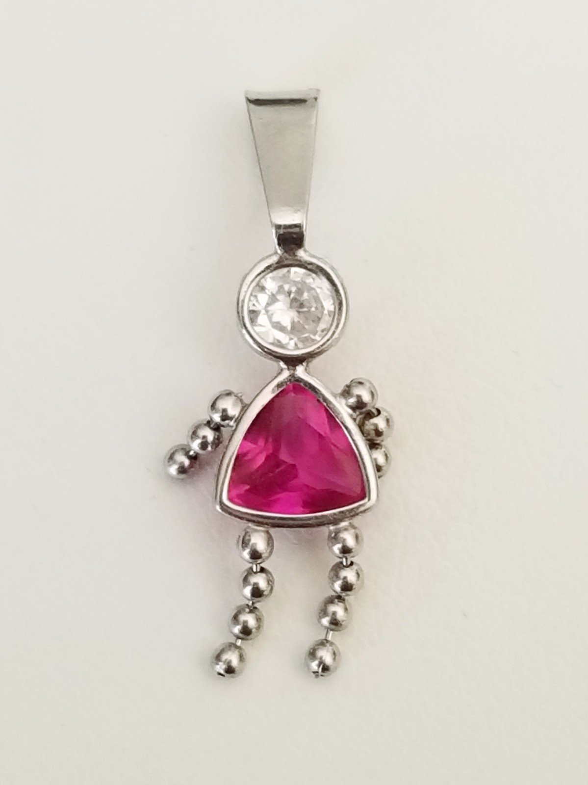 14K White Gold CZ Girl Pendant