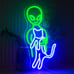 Green Alien Neon Sign, Funny Cat Alien Stuff Neon Signs for Men Cave