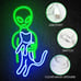 Green Alien Neon Sign, Funny Cat Alien Stuff Neon Signs for Men Cave