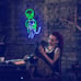 Green Alien Neon Sign, Funny Cat Alien Stuff Neon Signs for Men Cave