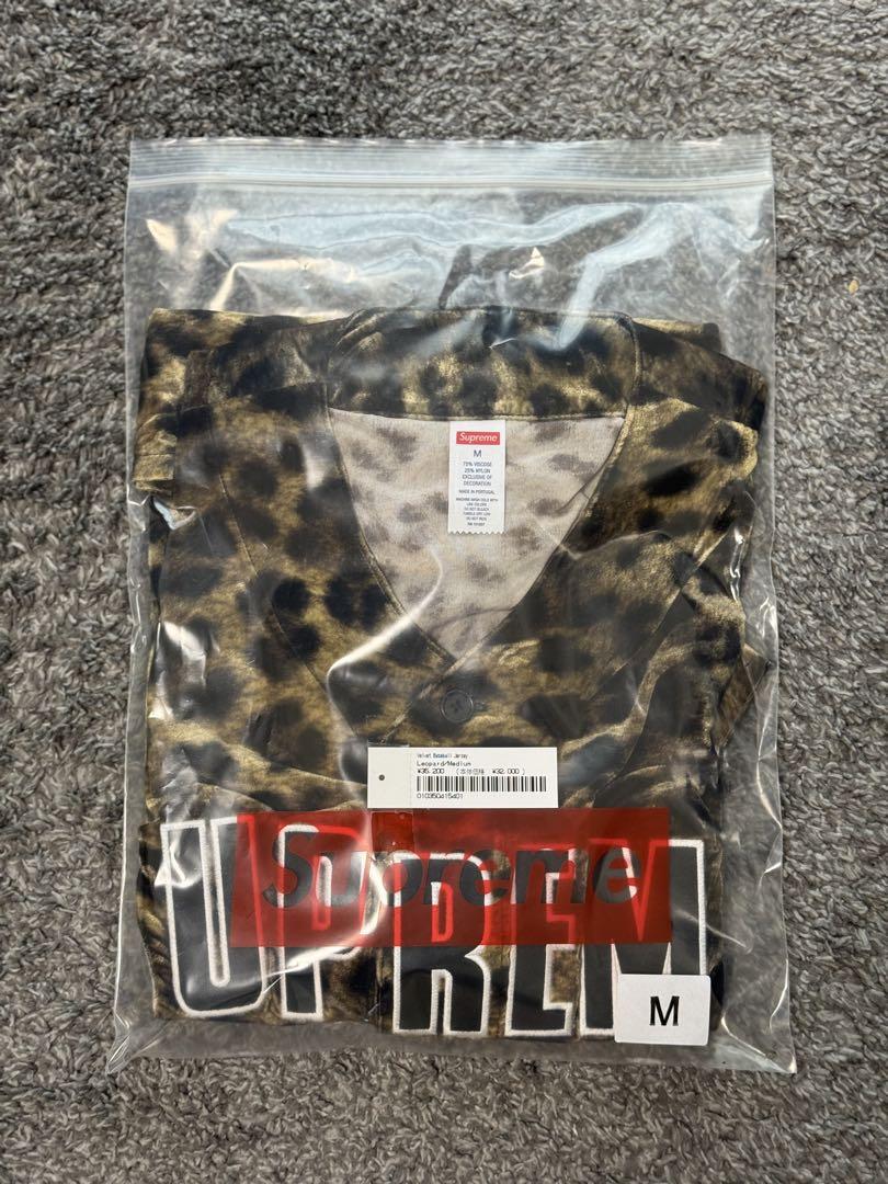 Supreme Velvet Baseball Jersey Leopard M