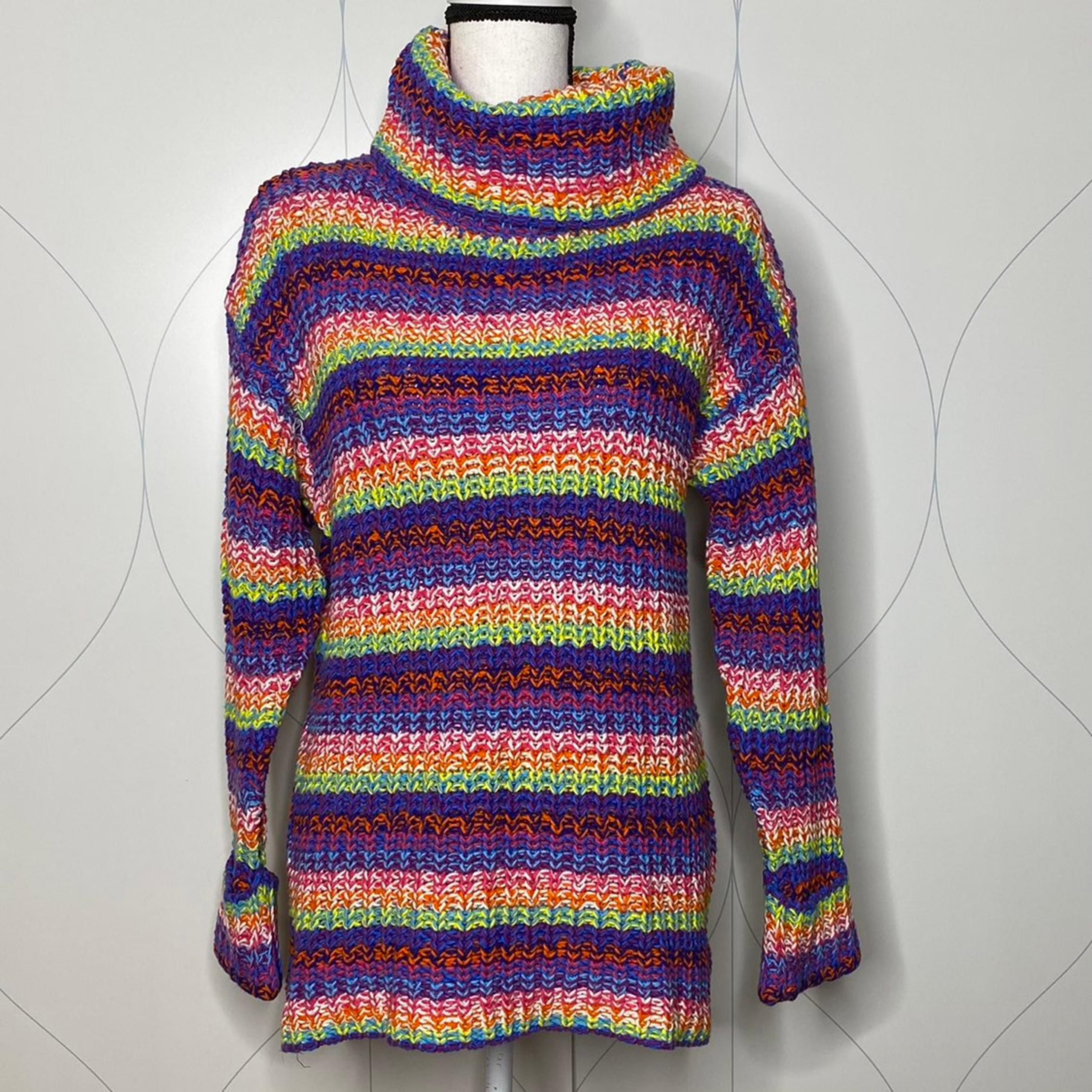 Forever 21 rainbow turtleneck sweater S