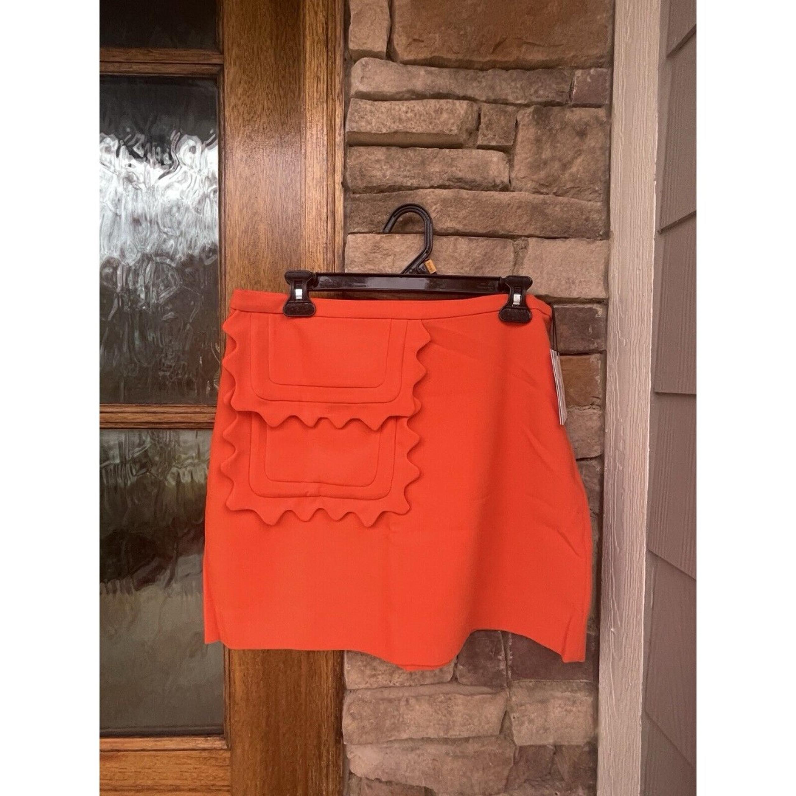 NWT Victoria Beckham Sz M for Target Orange Scallop Trim Twill Skirt Women's
