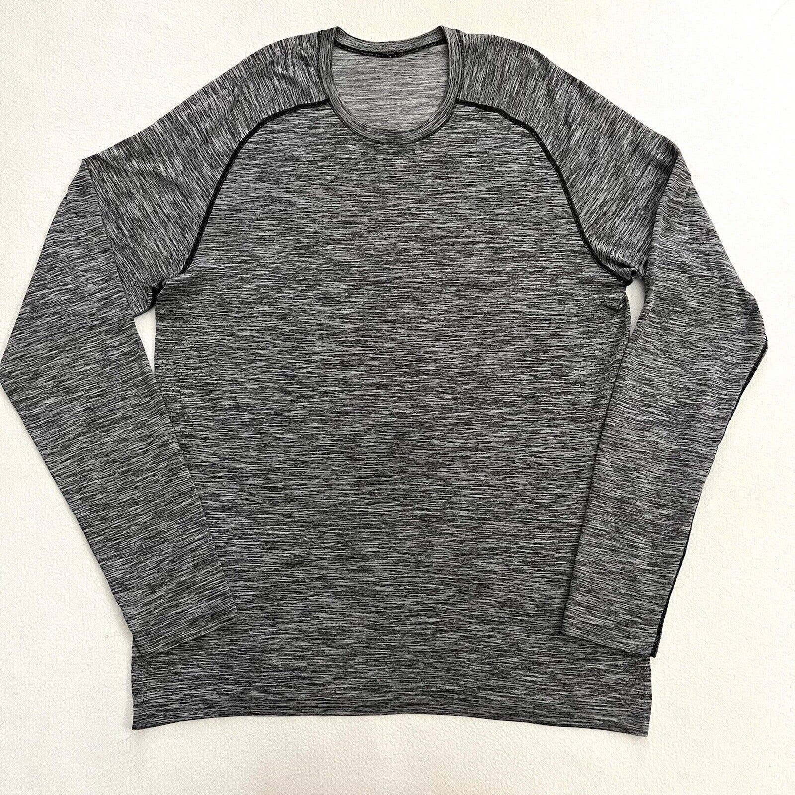Lululemon Men Black White Metal Vent Tech Surge LS Long Sleeve Shirt Top L