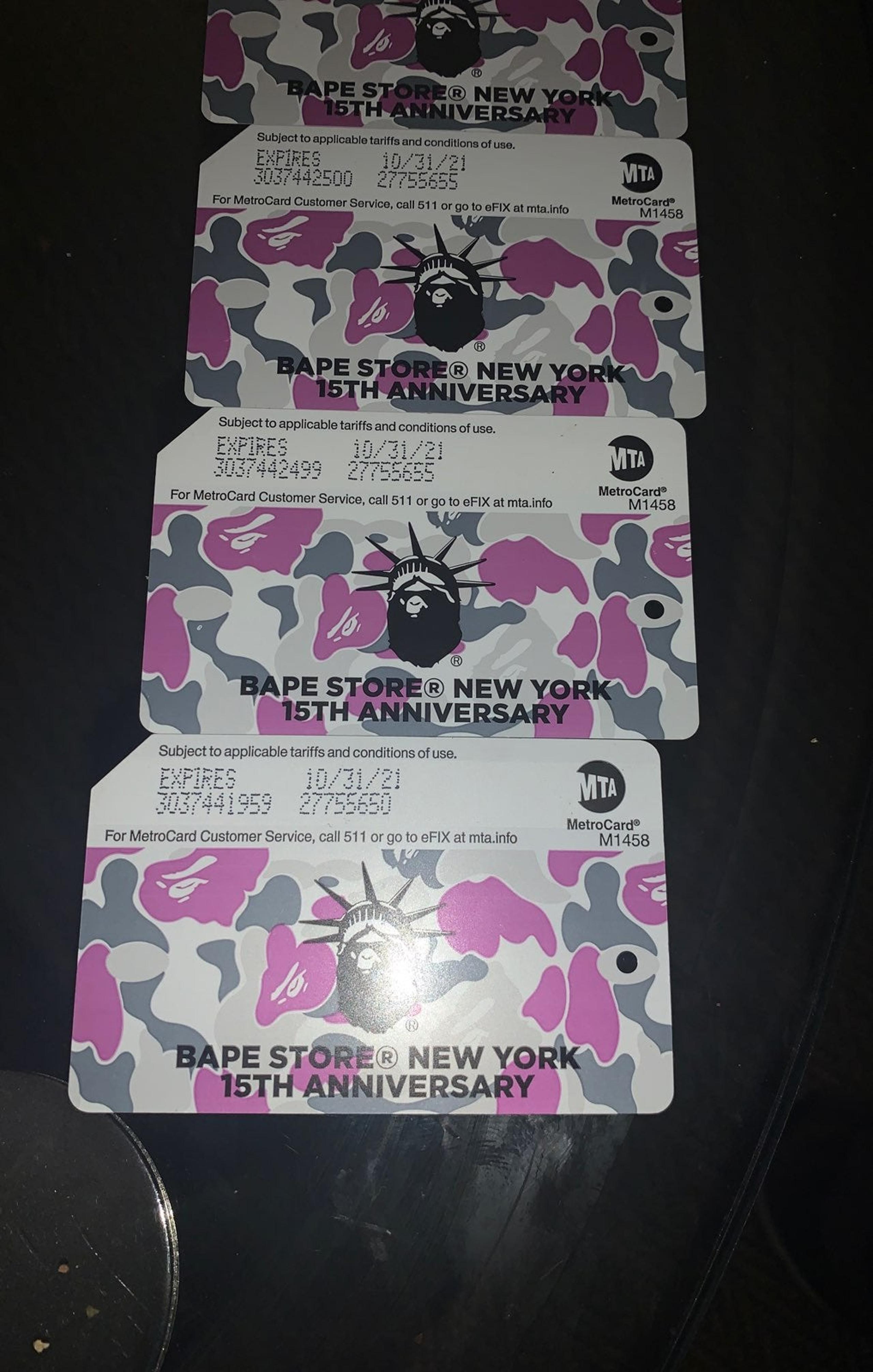 5 bape metro cards