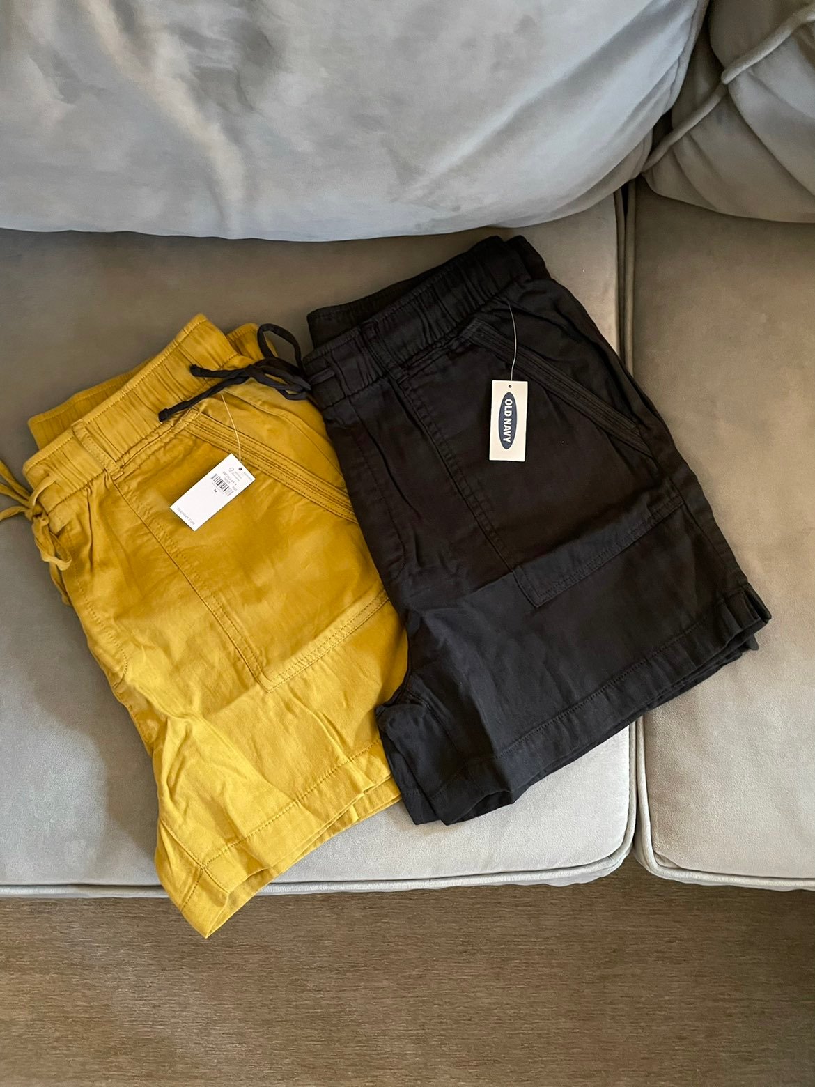 High waisted textured twill shorts