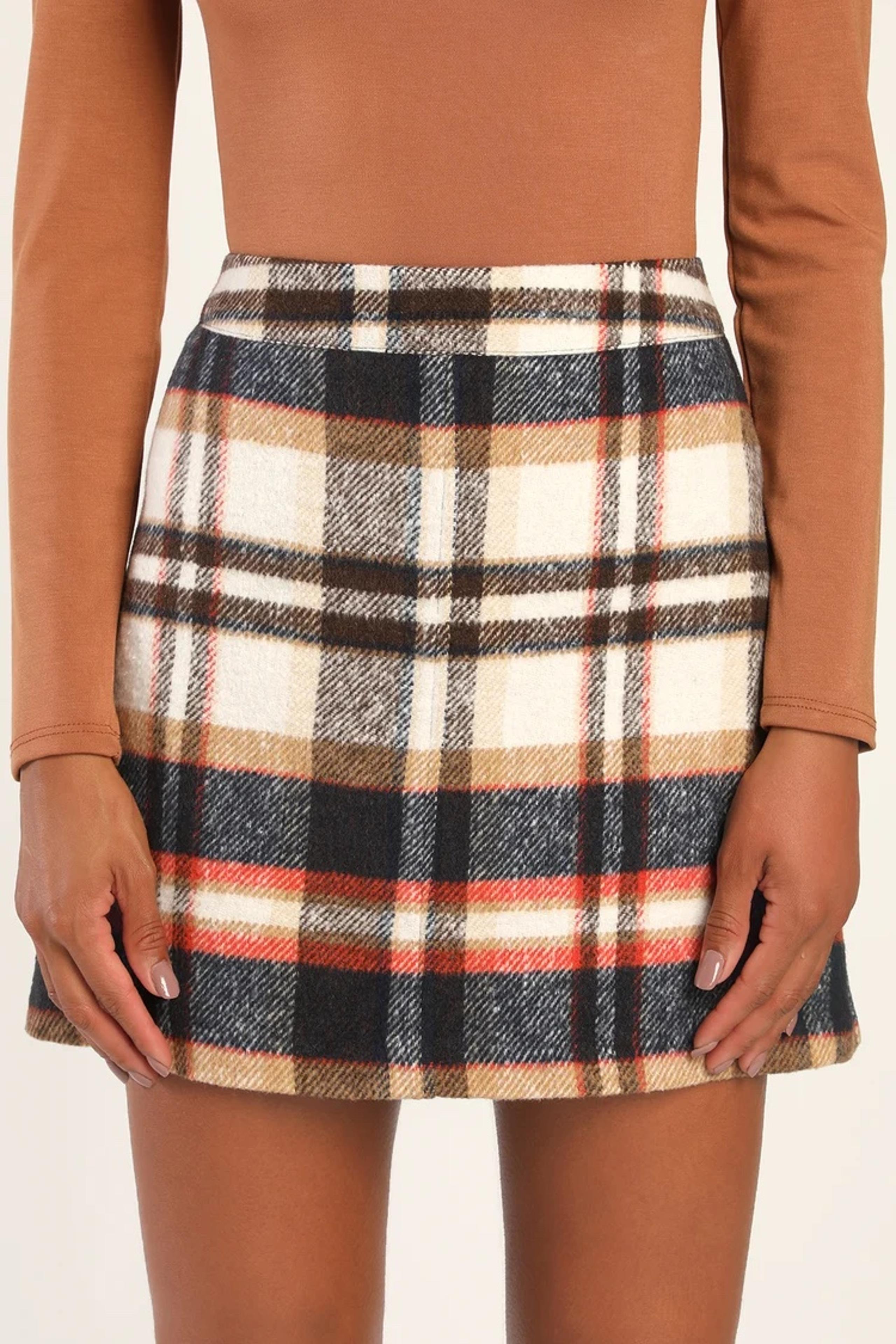 Lulus Short Plaid Soft Flannel Polyester Mini Skirt  With Tags Women Size XL