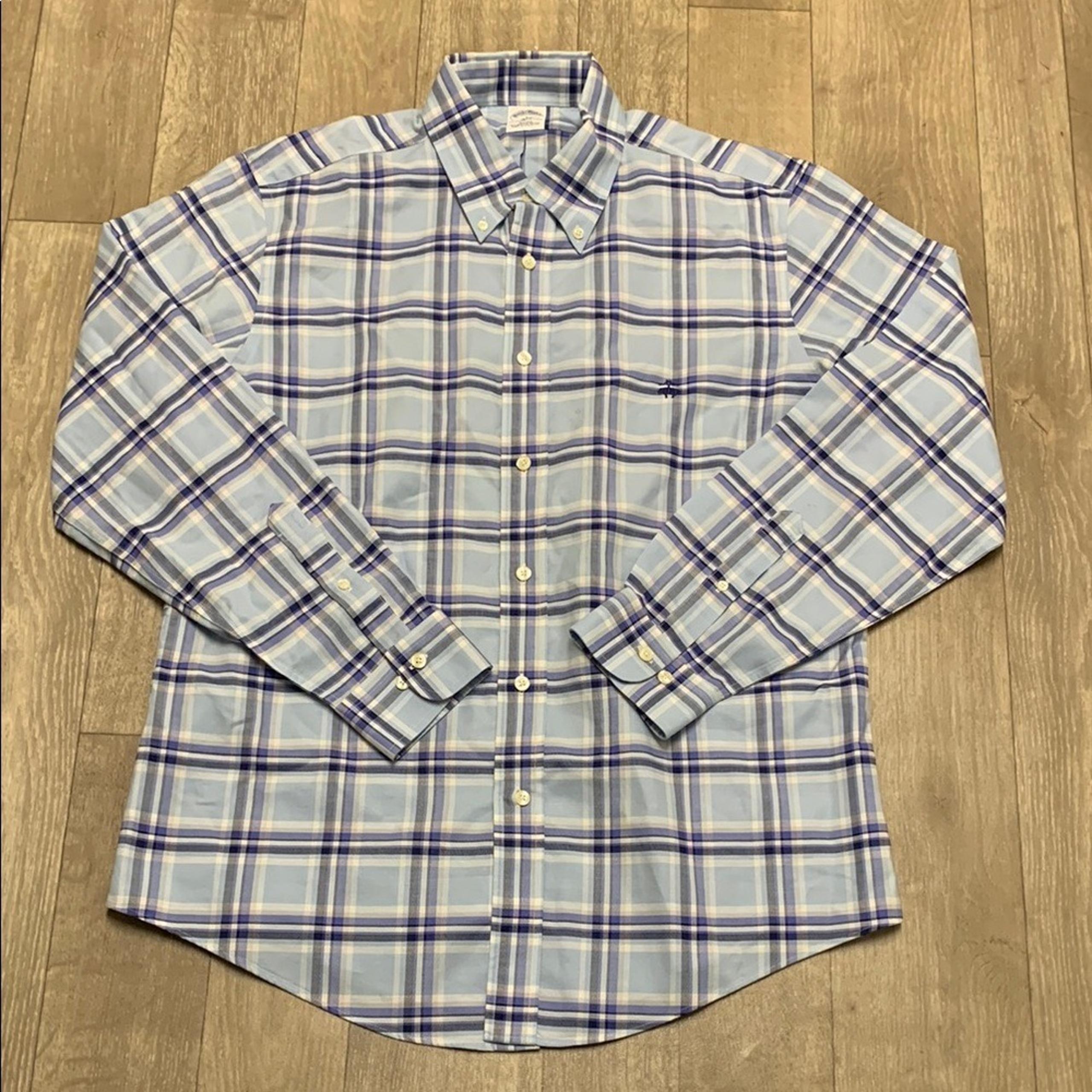 Mens Brooks Brothers Slim Fit Plaid Button Up Long Sleeve Casual Shirt