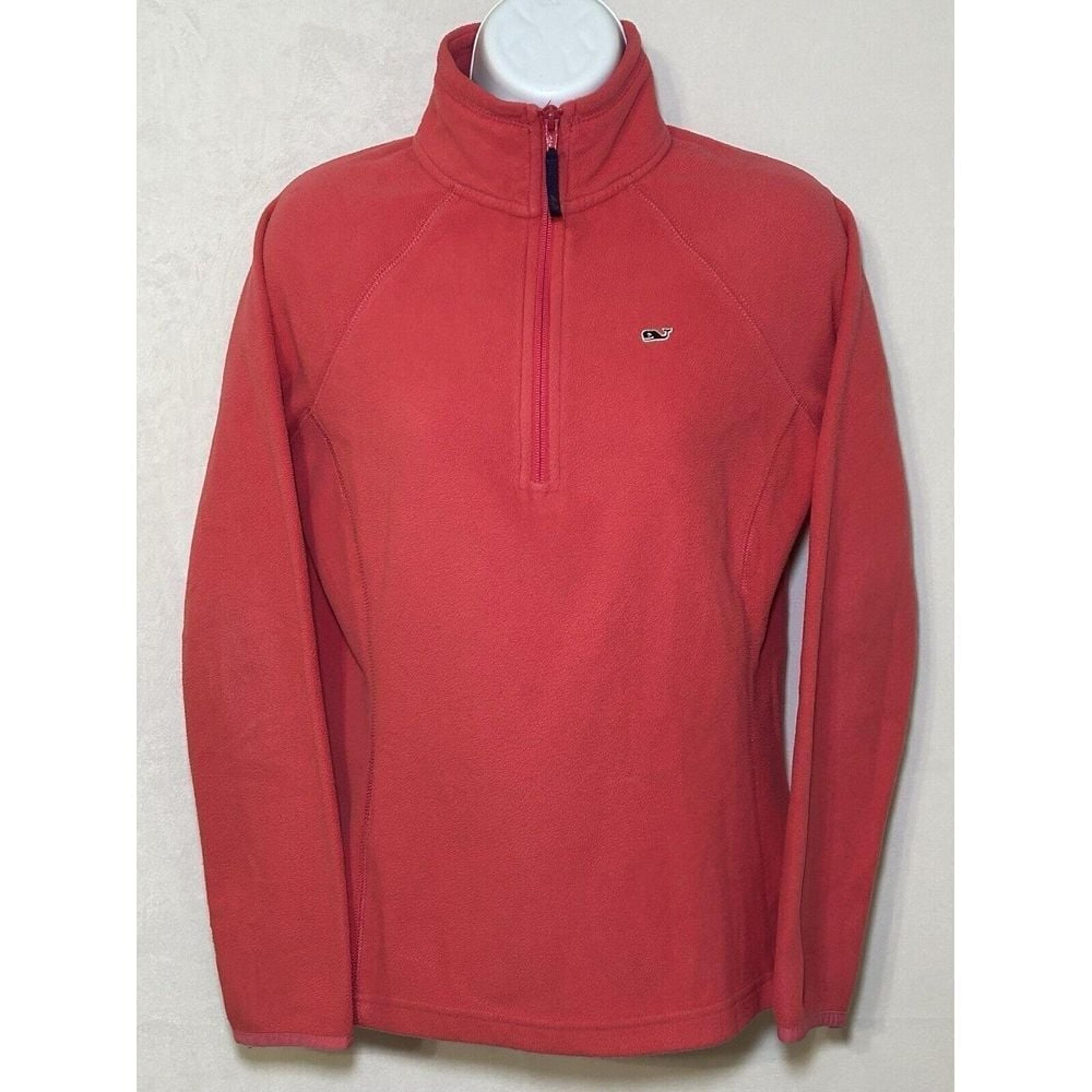Vineyard Vines Women's XS Long Sleeve 1/4 Zip Mock Neck Coral Fleece Sweater