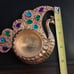 Golden colored jeweled peacock tea light holder w/4 tealights