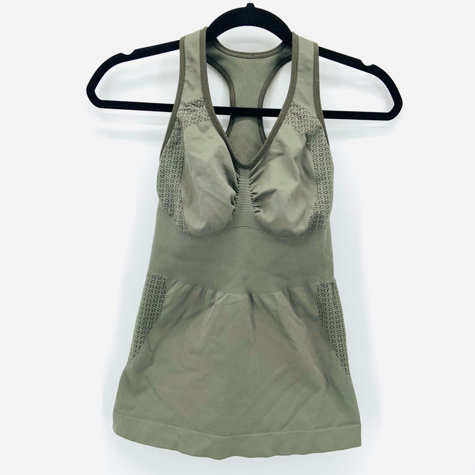 Lululemon Athletica Womens 2 Heart Beat Monitor Tank Top Green Running Logo Gym