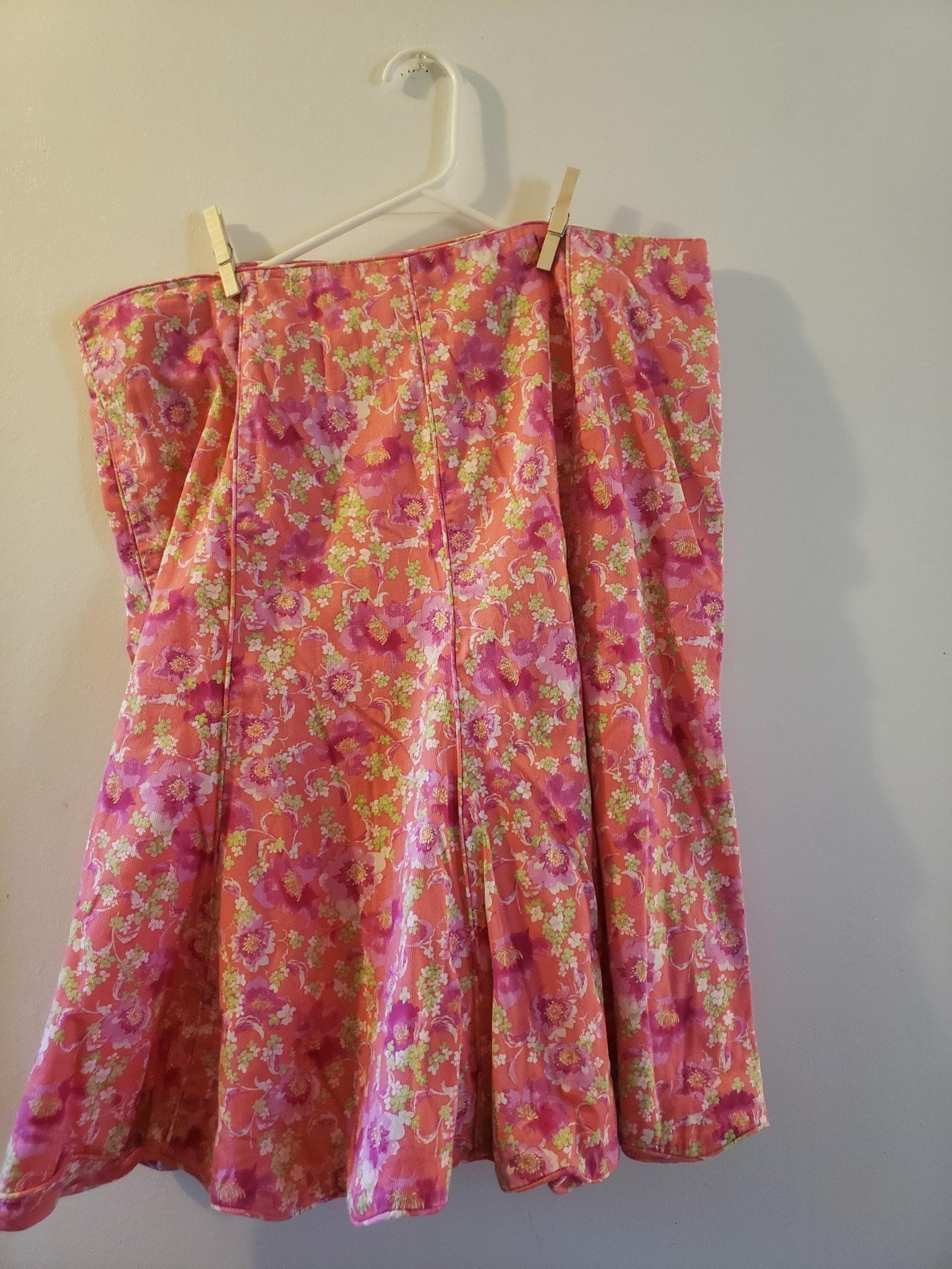 Womens new with tags christopher & banks pink floral cord skirt size 16