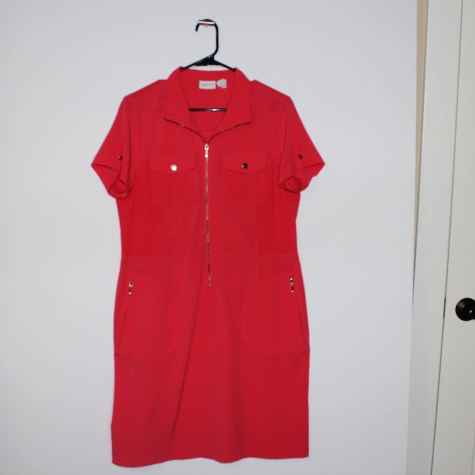 Chico’s Zenergy Red Tunic Mini Dress Quarter Zip Medium Chico’s Zenergy Red Tunic Mini Dress Quarter Zip Medium
