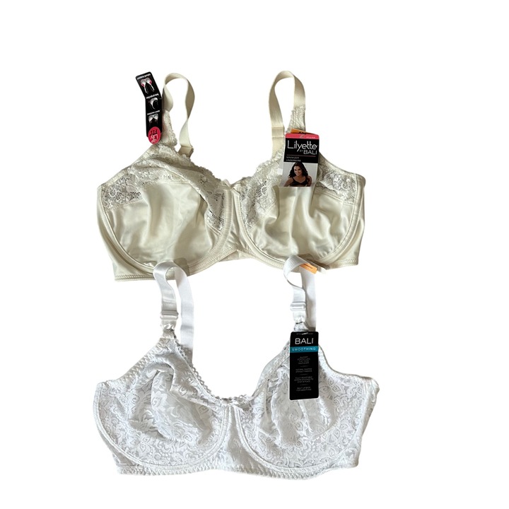2 Bali New Bras Size 40 DD Underwire White / Pearl NWT 92 Value