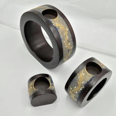 Wood candleholder round nesting
