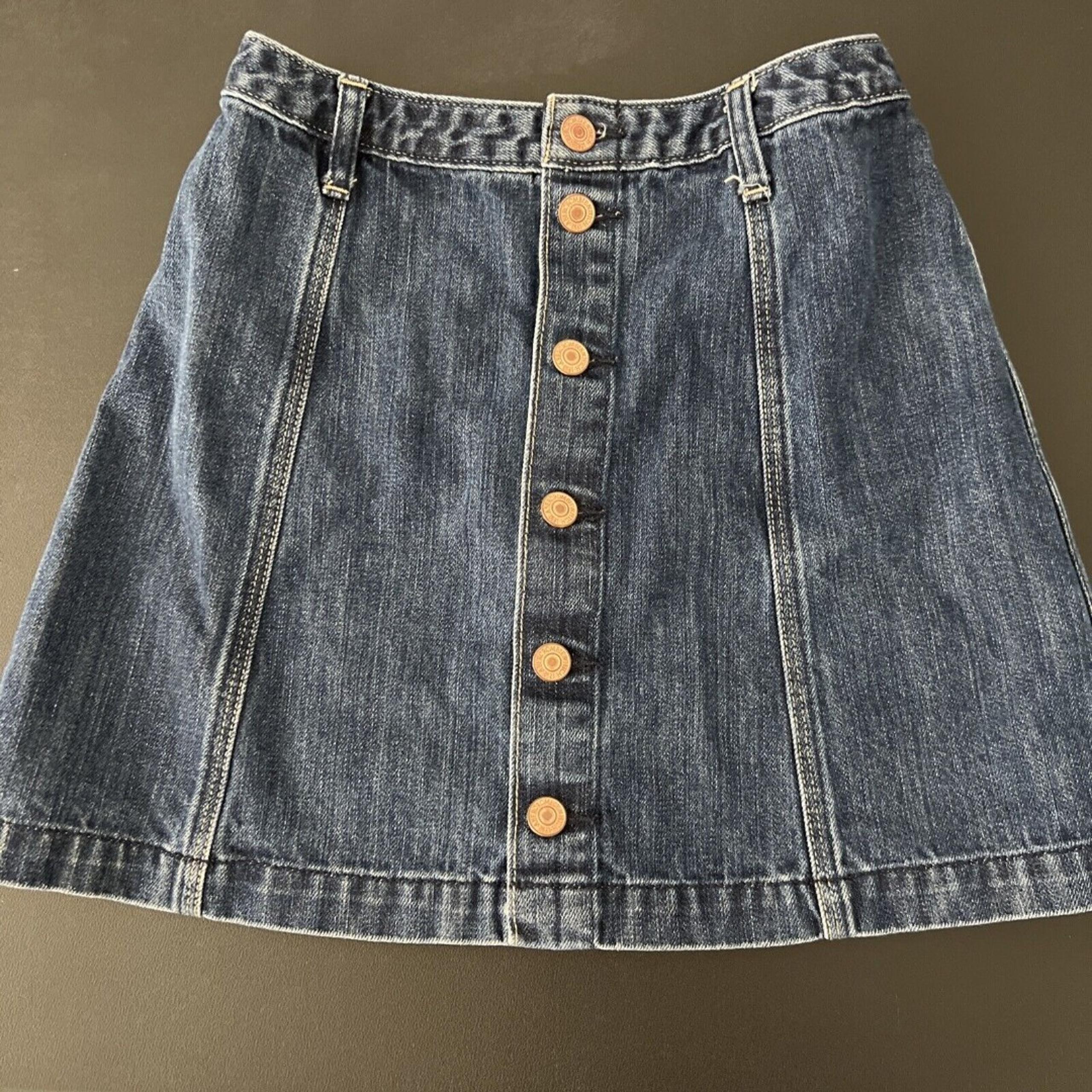 Abercrombie & Fitch Skirt Womens 0 Button Front A-Line Denim Y2KStyle Schoolgirl