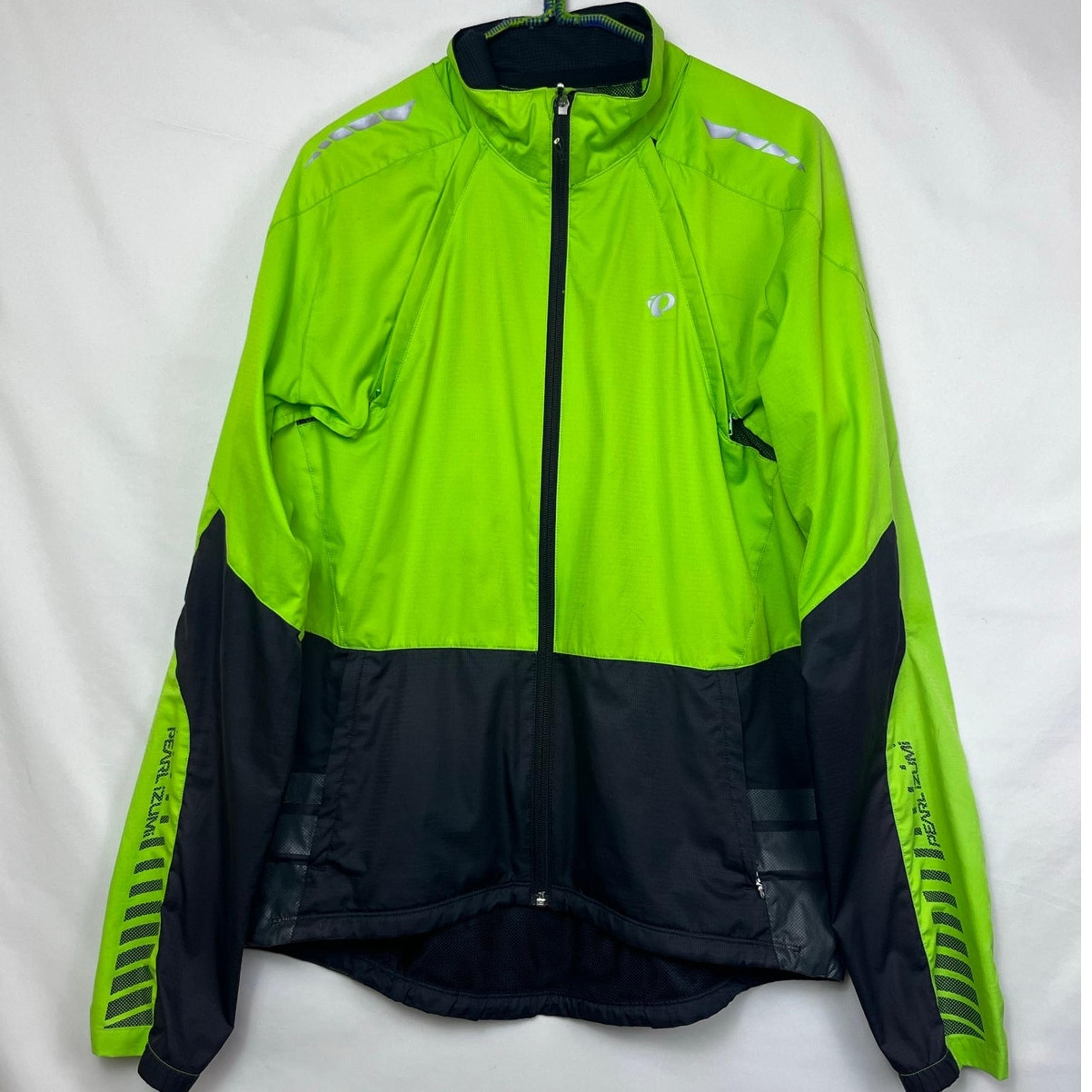 Pearl Izumi Mens Size Large Green/Black Cycling Zip Front Vented Jacket 11131314