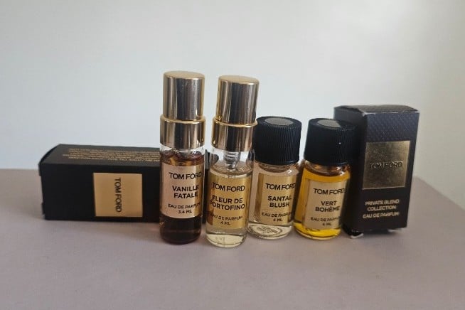 4 Tom Ford (vert boheme + santal blush, fleur de portofino + vanille fatale
