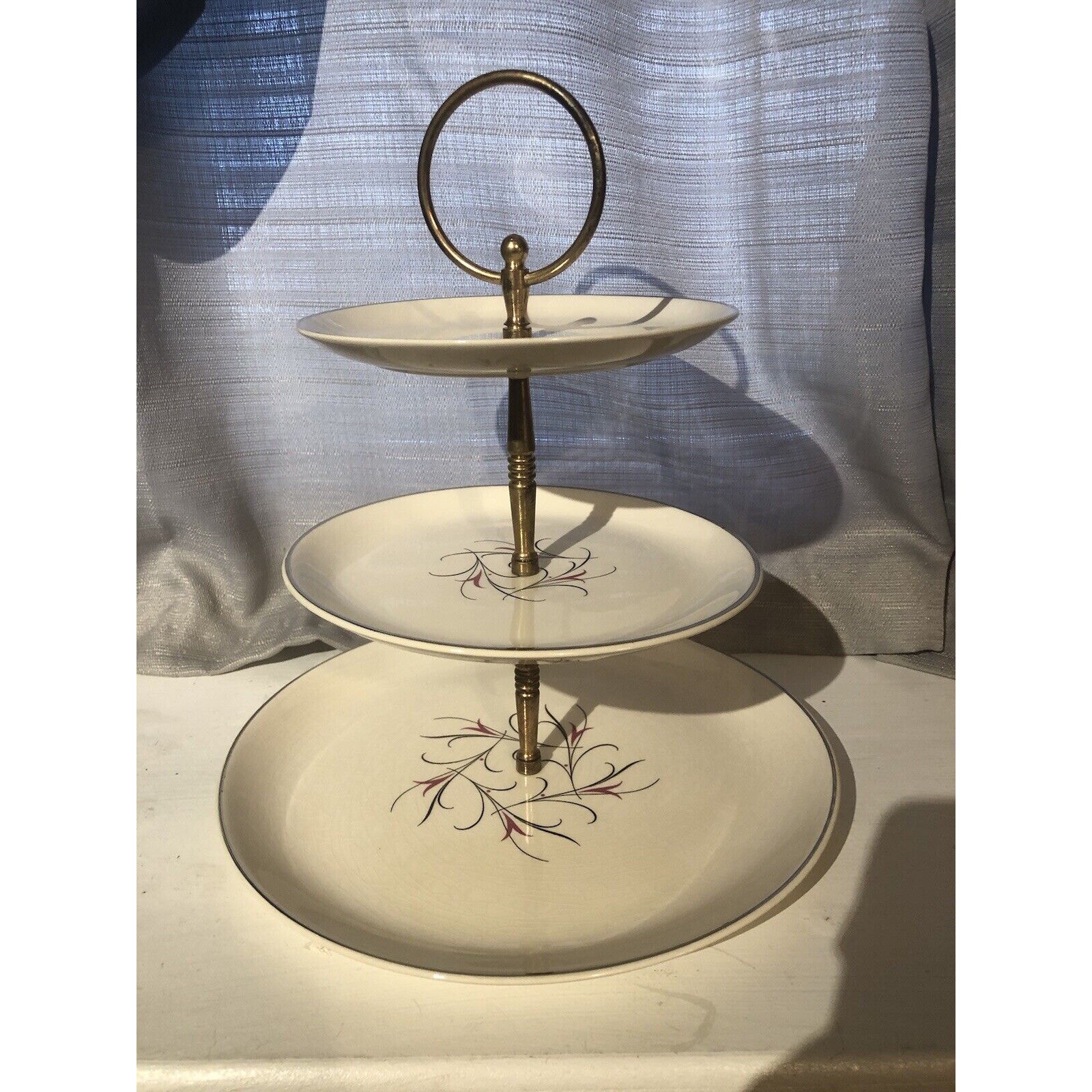 Vintage 1950s Serenade Salem Simplicity 3 Tier Cake Sandwich Tidbit Tray