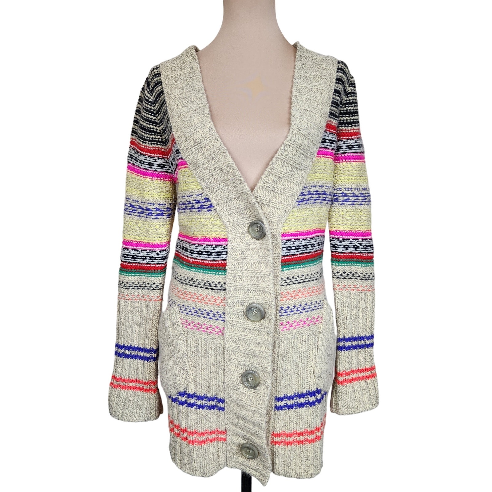 Free People Wool & Rabbit Vintage Serape Small Retro Cardigan Sweater