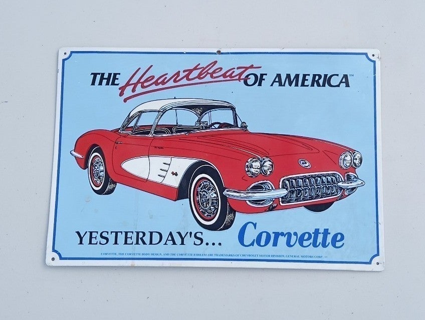 Vintage 1959 Corvette Metal Sign