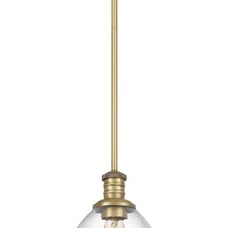 Cloe 1-Light Vintage Brass Finish Harmer Glass Pendant Light Fixture