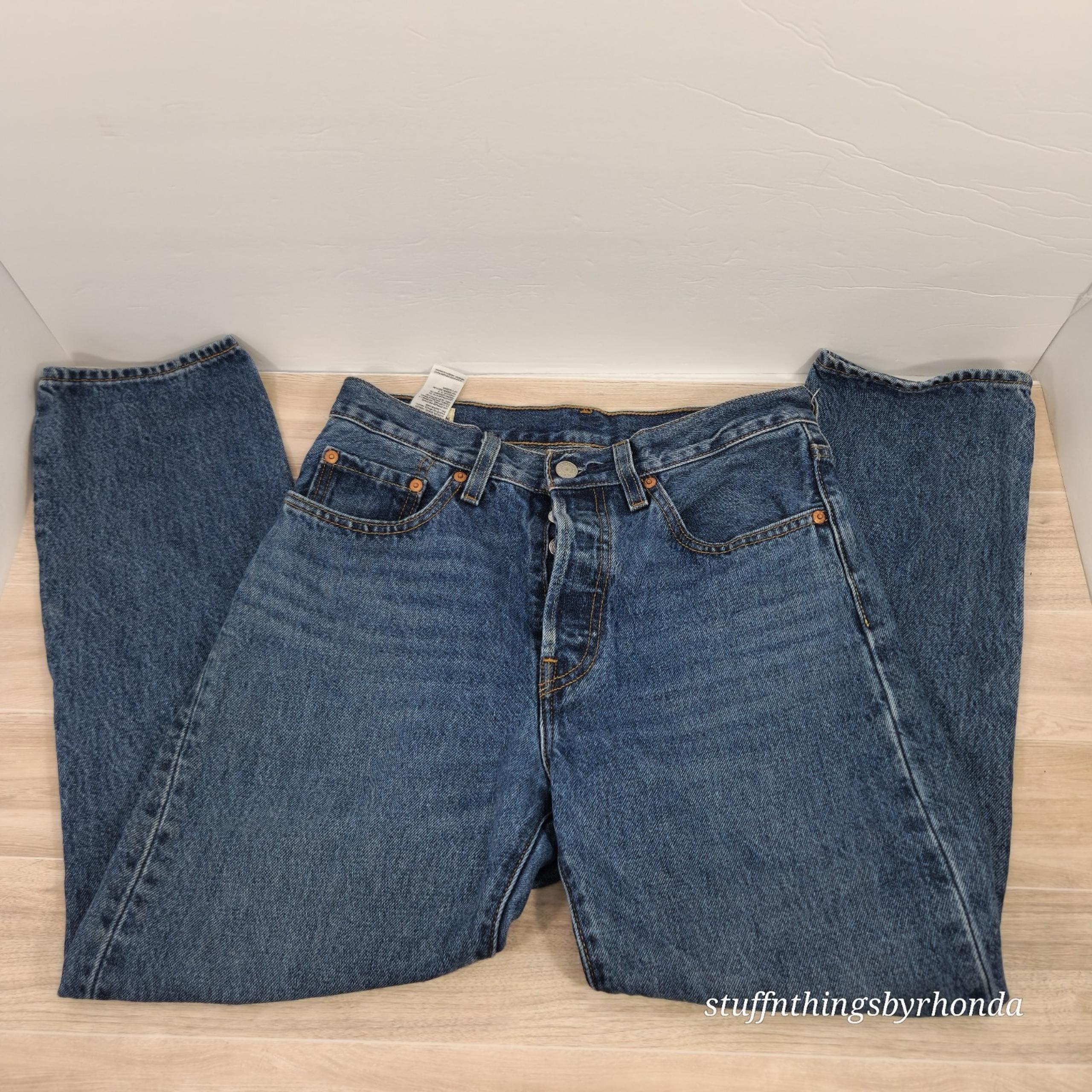 Levi's Premium Women 501 Original Cropped Button Fly Jeans  Blue  Tag: 26"x26"